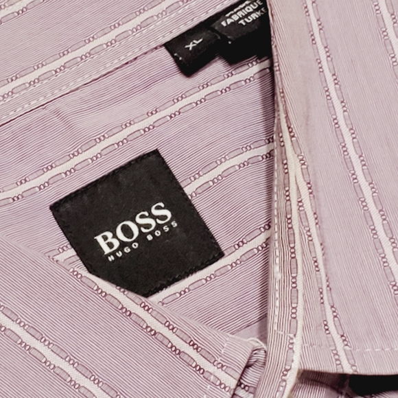 Hugo Boss Purple Stripe Pattern Men's Casual Long Sleeve Shirt XL Pocketless - Picture 2 of 4